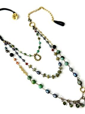 Multi Strand Mixed Gemstone Necklace, Sundance Inspired Jewelry